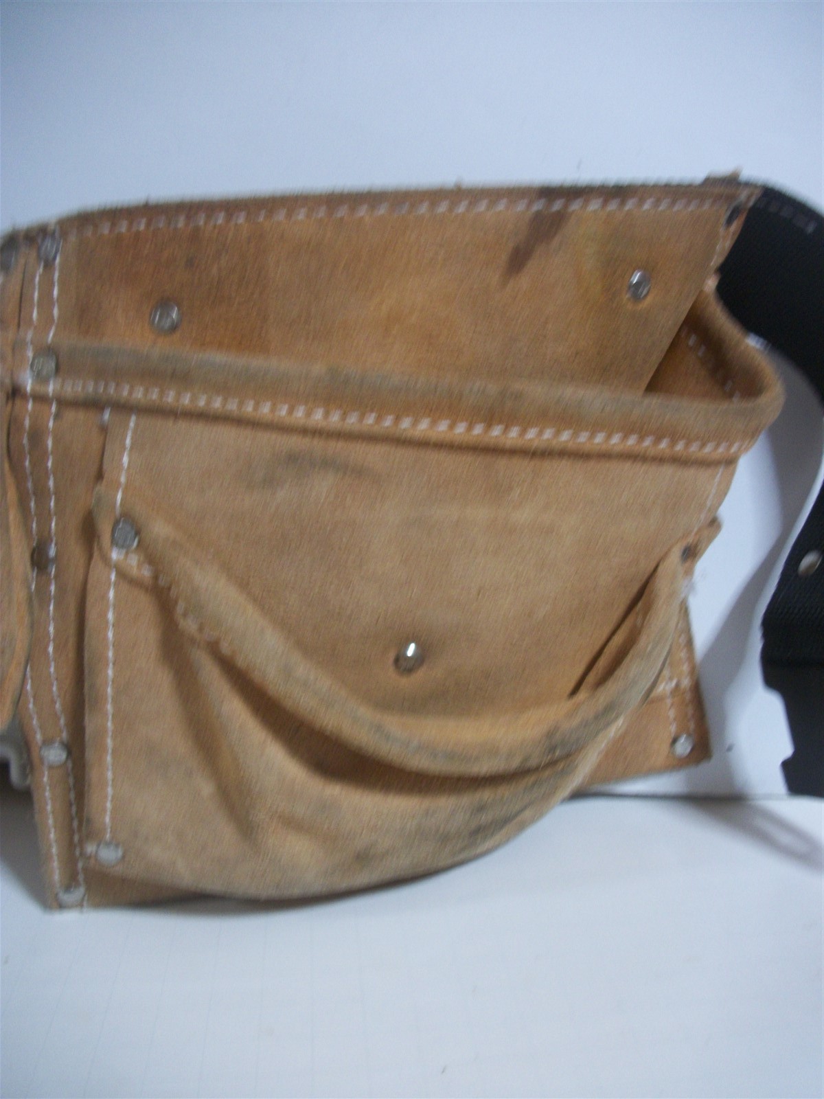 Husky 370×2 Leather Tool Work Belt Hammer Loop by CLC Quickk Release Buckle