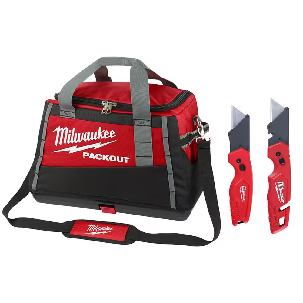20 In. PACKOUT Tool Bag/Tote with Fastback Folding Utility Knife Set (2-Pack)