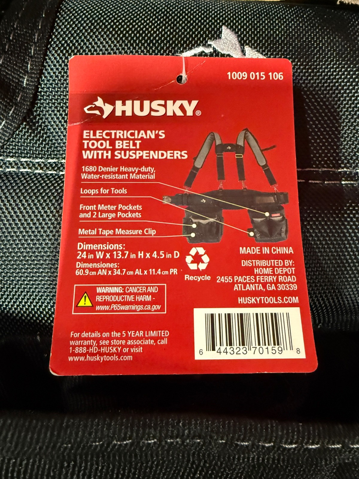 Husky 2 Bag Electricians Heavy Duty Work Tool Storage Belt With Suspenders NEW