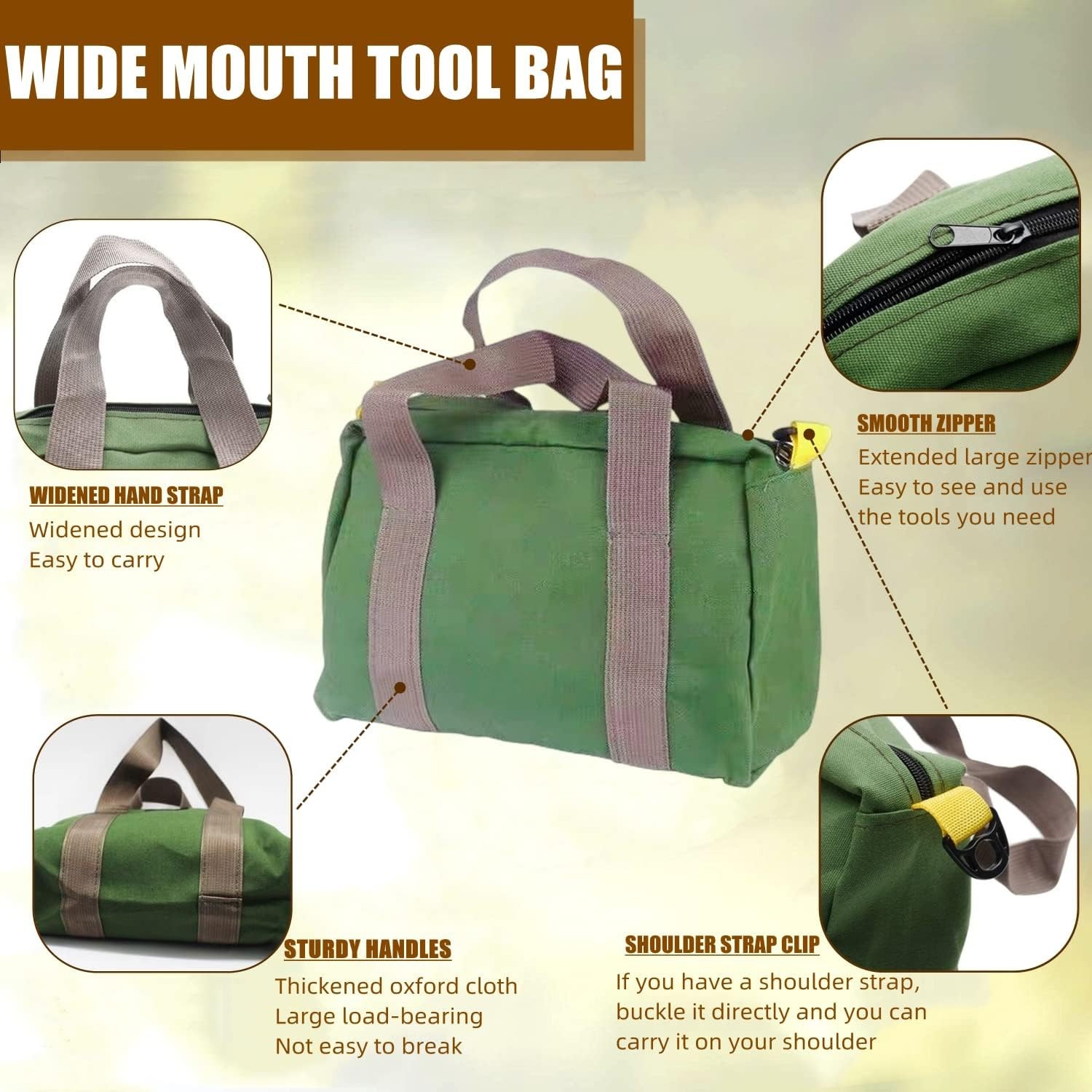 Waterproof 16 Inch Tool Bag – Large Capacity Canvas Tote for Hand Tools