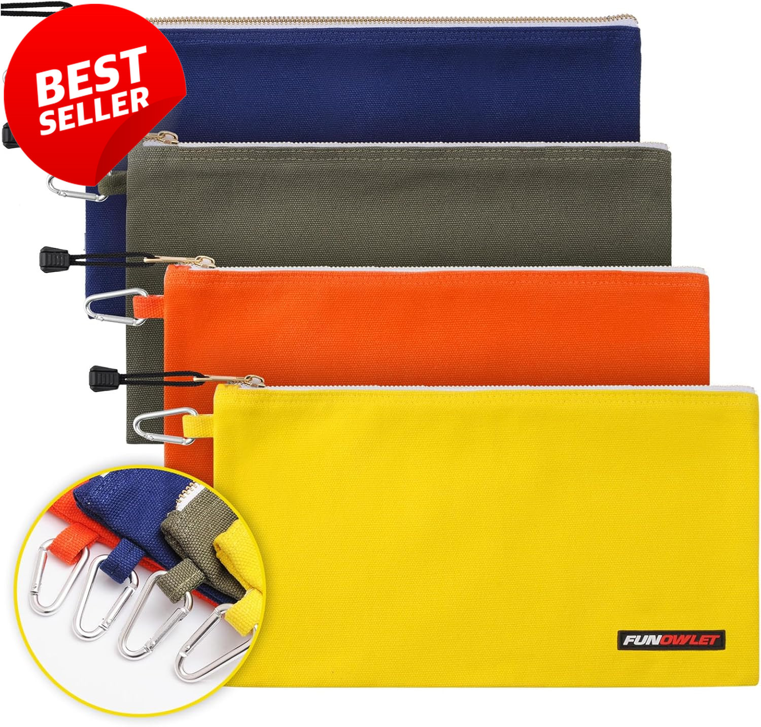 Canvas Zipper Tool Bag Heavy Duty Utility Pouch Carabiner Clip 4 Pack – US
