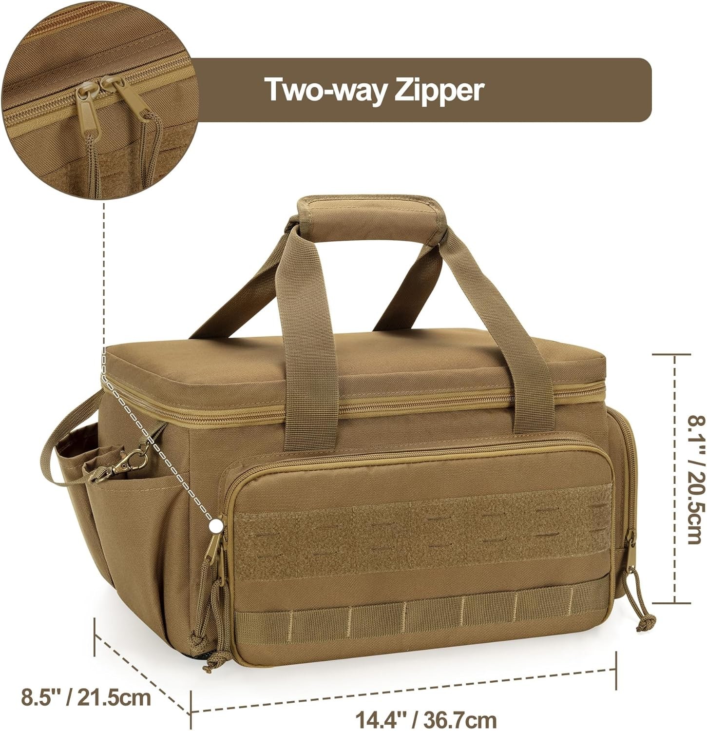 Tool Bag 14″ Hand Tool Organizer Tactical Range Bag Work Tote Repair Jobs Khaki