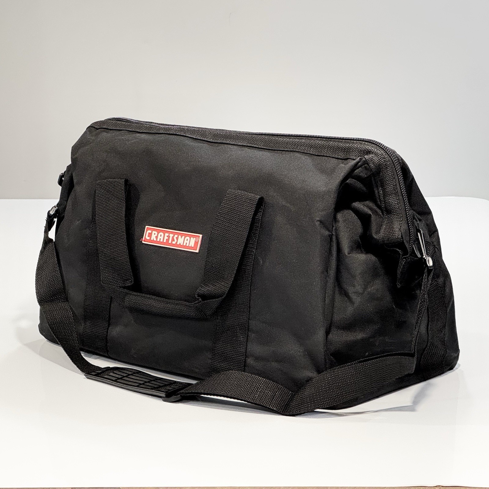 Craftsman Canvas Tool Bag, Inner Side Pockets, Reinforced Bottom, Shoulder Strap