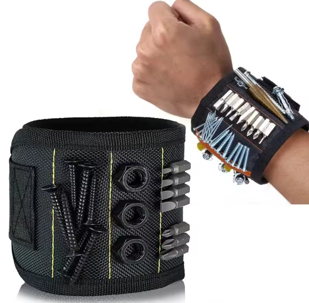 Powerful magnetic tool magnetic wristband – used to secure screws, nails, drill