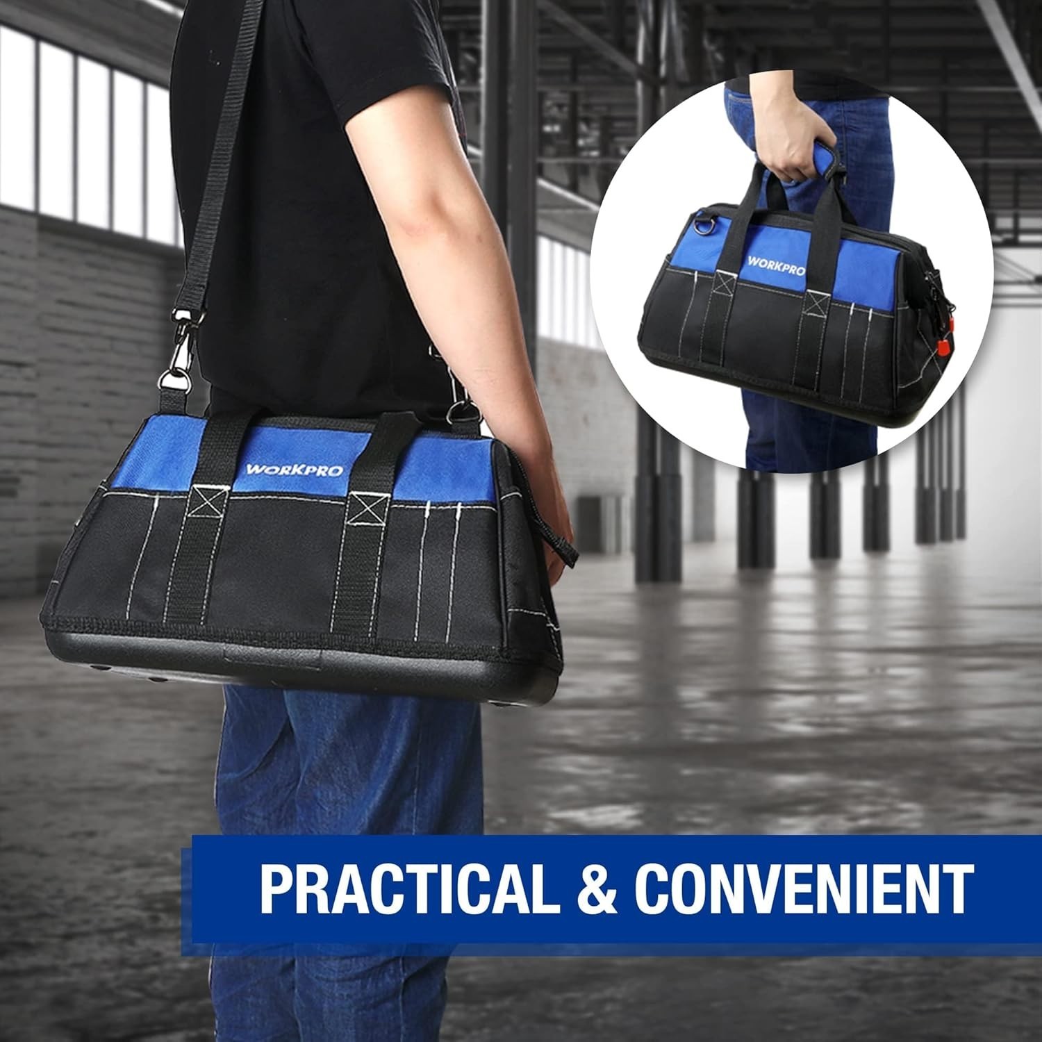 Durable 600D Polyester Tool Bag with Wide Mouth