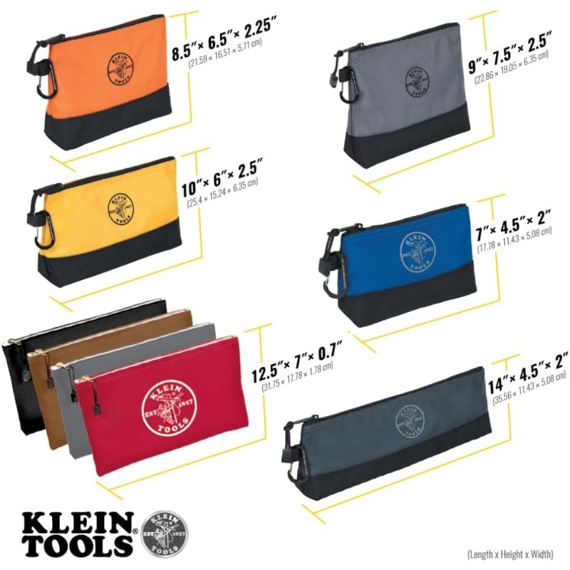 80183 Zipper Tool Bag Set, (5) Stand-Up Water-Resistant 1680d Pouches