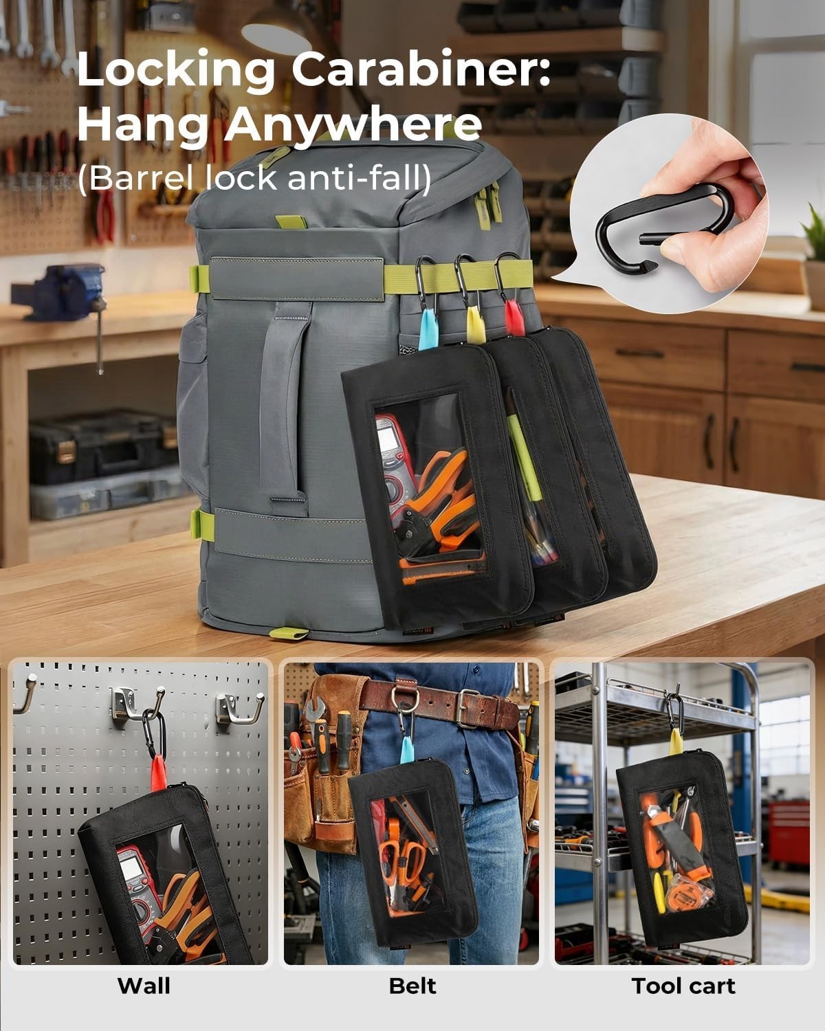Tool Pouch with Clear Window for Men, 1680D Oxford Small Tool Bag, Heavy Duty…