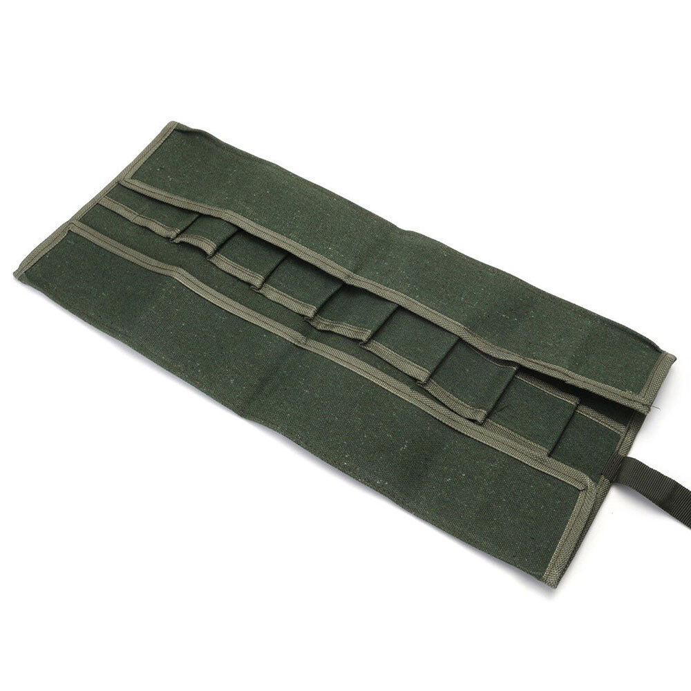 10 Pockets Canvas Spanner Wrench Tool Roll Up Storage bag Organizer Pouches AJ#