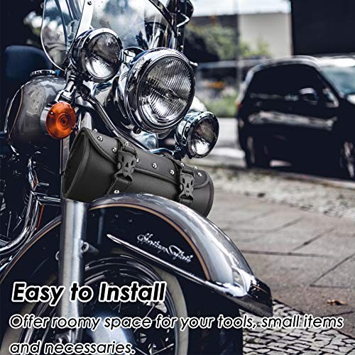 Motorcycle Tool Bag, Motorcycle Fork Bag PU Leather Universal Medium Black