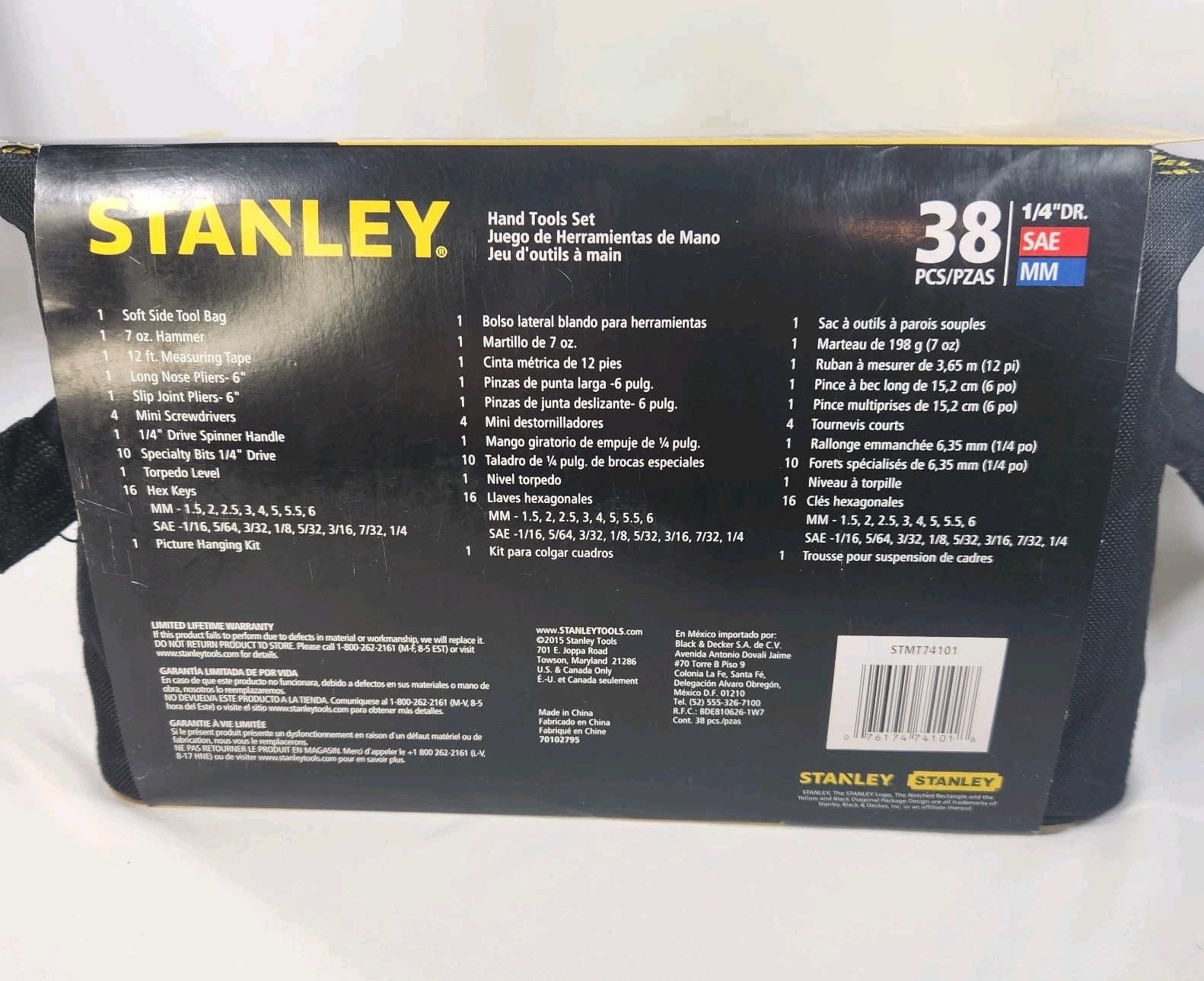 38 Pc. Stanley Hand Tools Set For Household STM17401 Yellow/Black Tote Bag