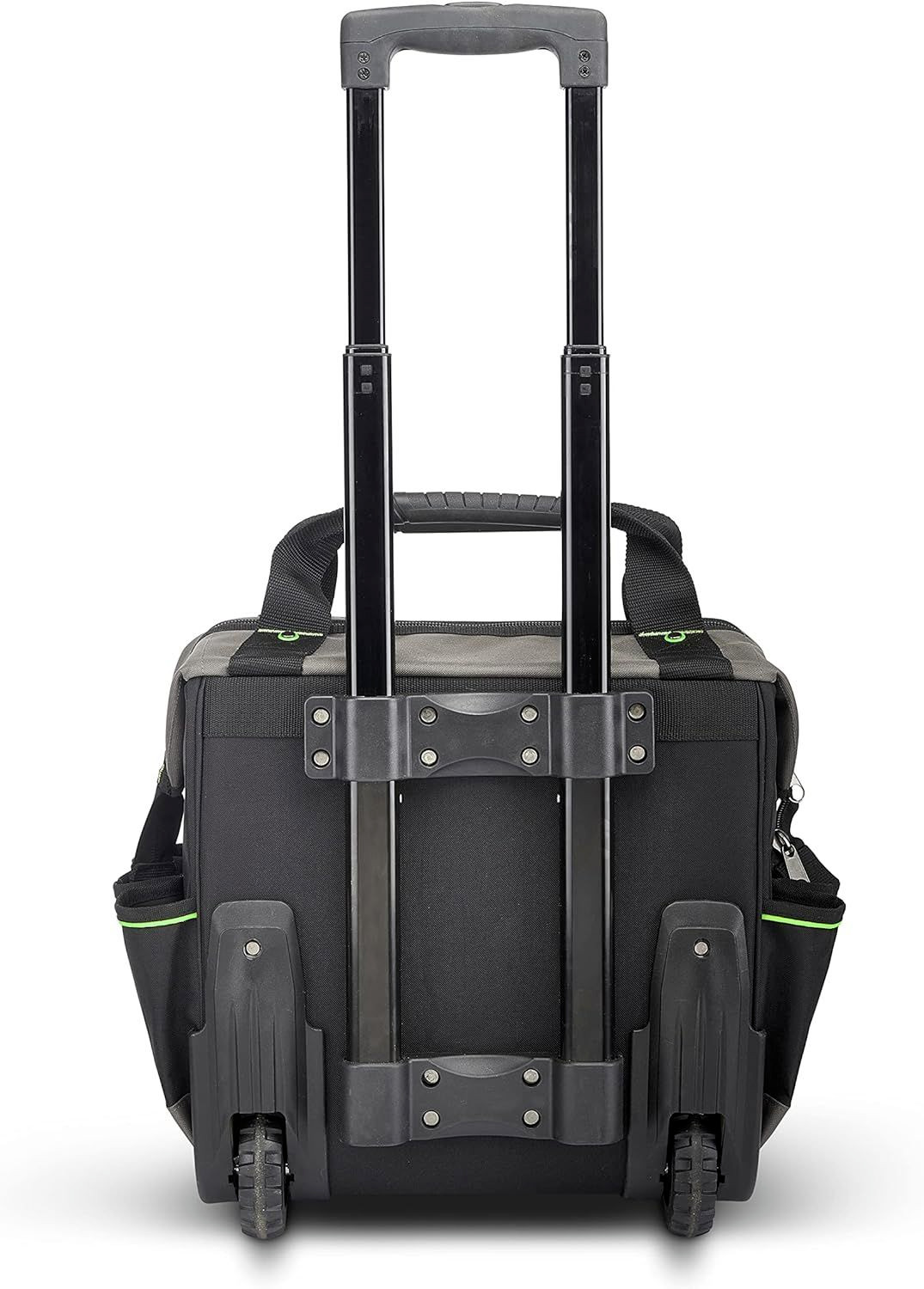 Rolling Tool Bag with Telescoping Rubber Handle and Black/Green – AWP