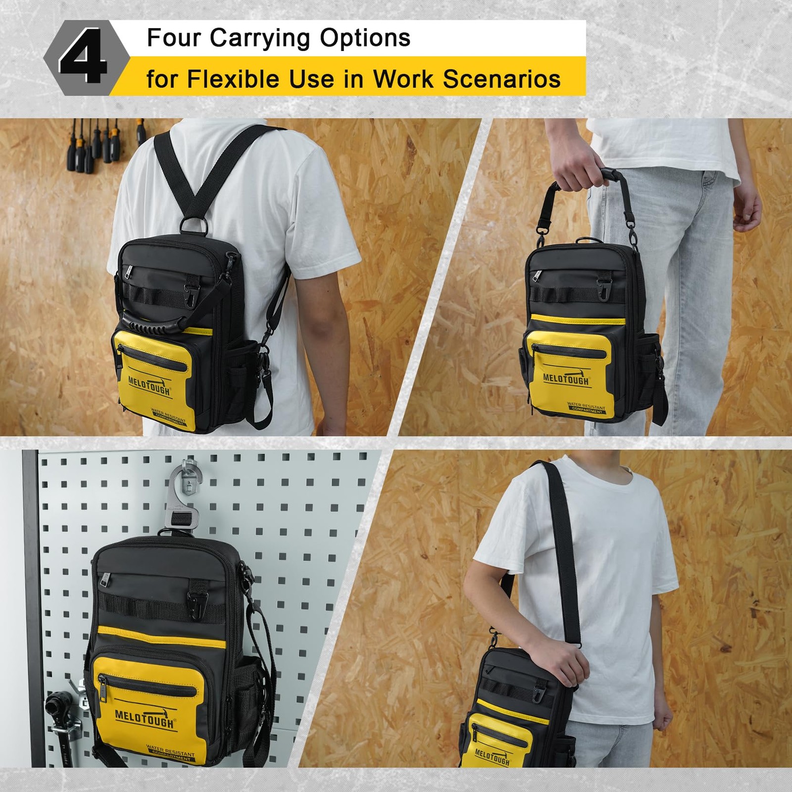 MELOTOUGH Small Tool Backpack for Men 30 11 x 5.5 x 13.6 inches, Yellow