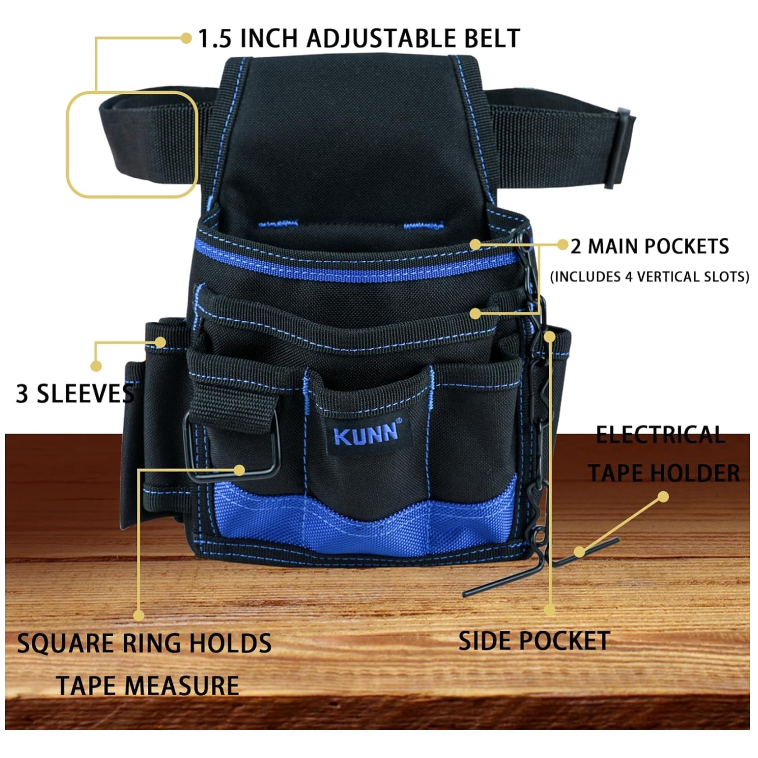 Durable Electrician Tool Belt Clip Pouch 13 Pockets