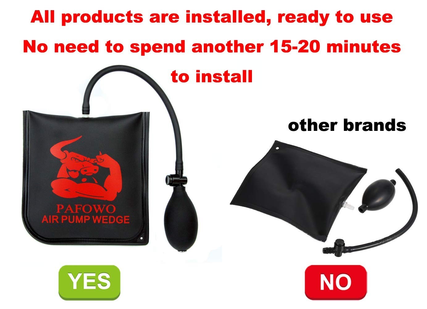 3-Piece Air Wedge Bag Pump Leveling Kit – Inflatable Shim Tool, 300 LB Capacity