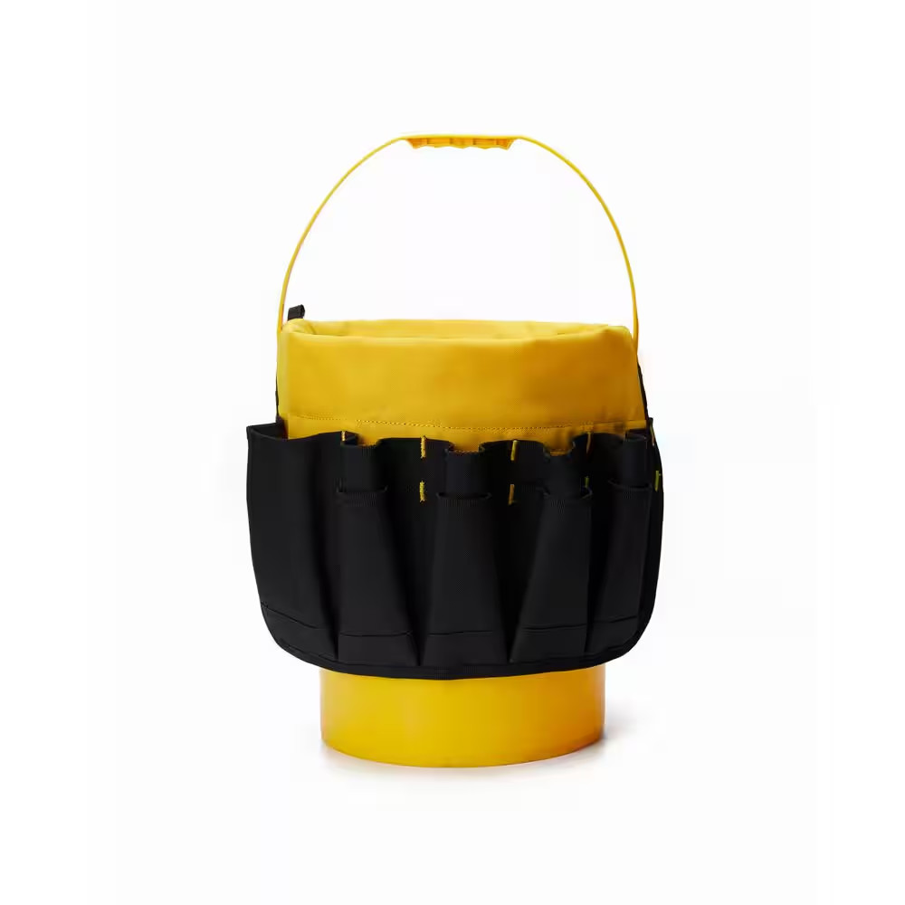 Tool Storage, 18 In., 26 Pockets , Black and Yellow, 600-D Polyester ,Bucket Org