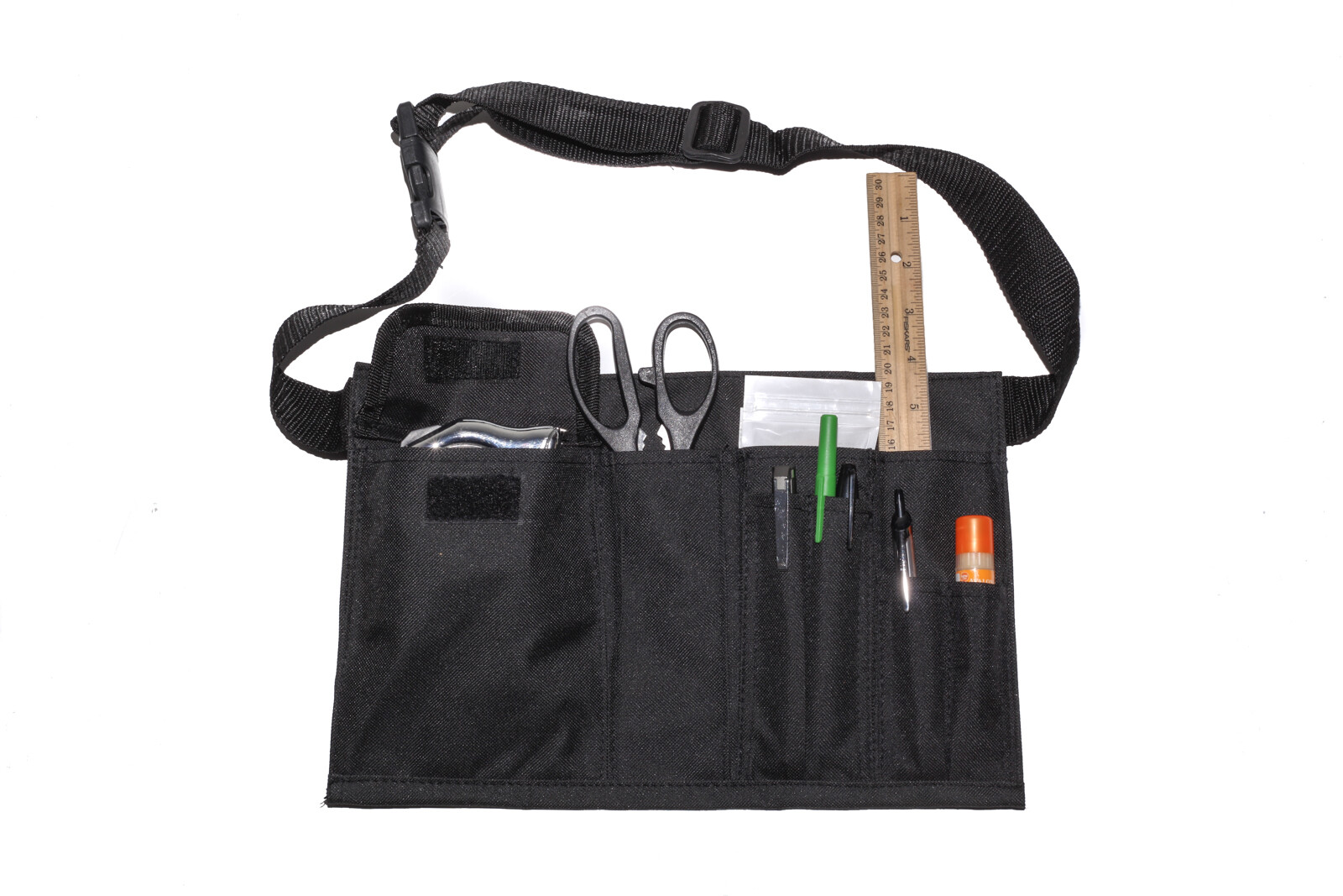 13.5 x 9″ Black Utility Belt 3 Open Pockets Strap Compartment Pen Holders