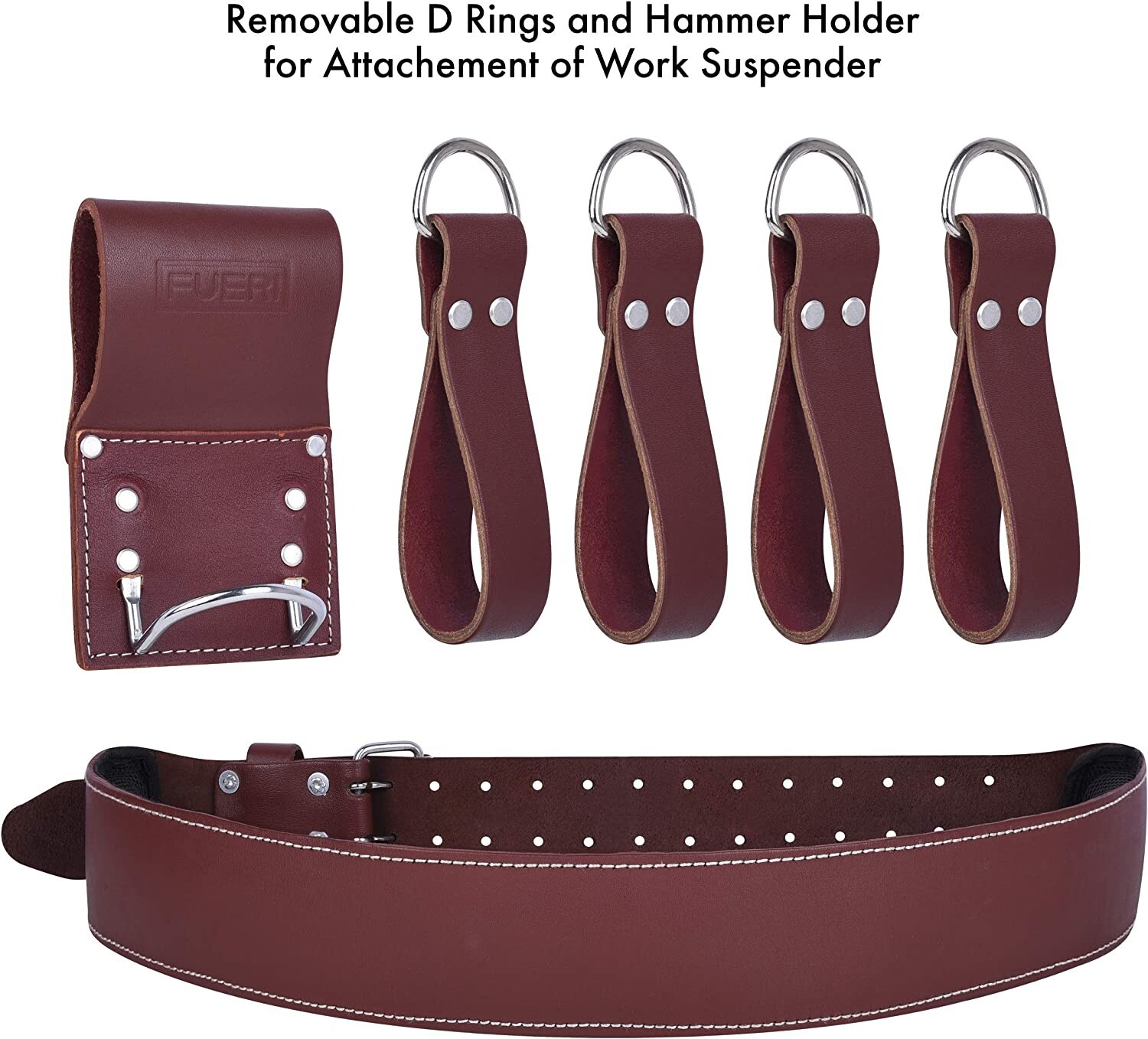 Leather Tool Pouch 17-Pocket Leather Nail & Tool Apron Carpenters Belt & Set