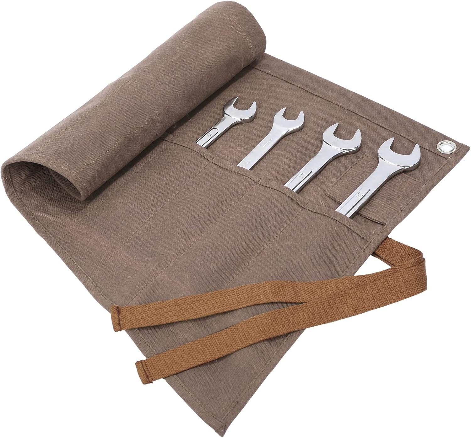 Durable Grey Utility Holster Pouch 14 Pockets Waxed Canvas Tool Organizer