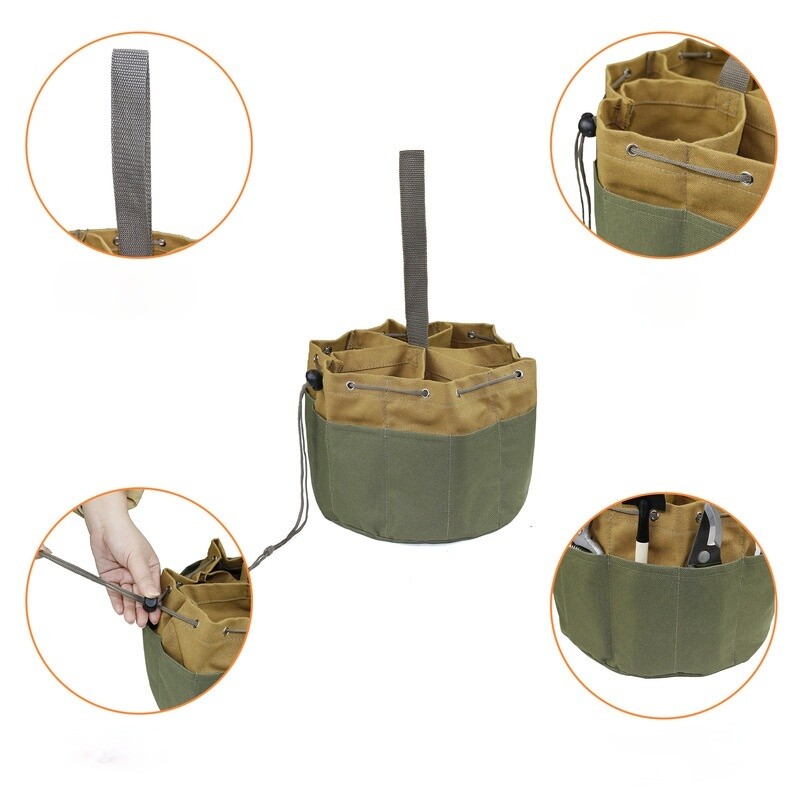 1PC Garden Tool Storage Canvas Tote Bag Multi-Pocket Repair Kits Organizer
