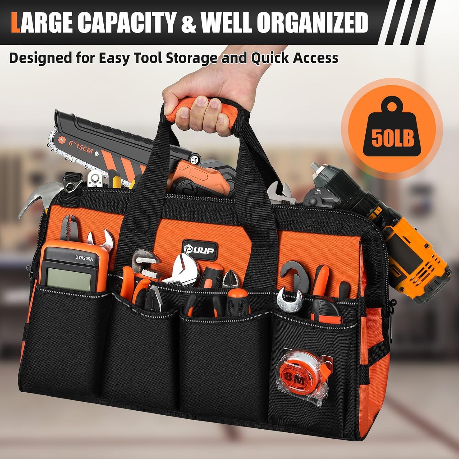 18″ Heavy Duty Tool Bag – 16 Pocket Organizer for Mechanics & Engineers