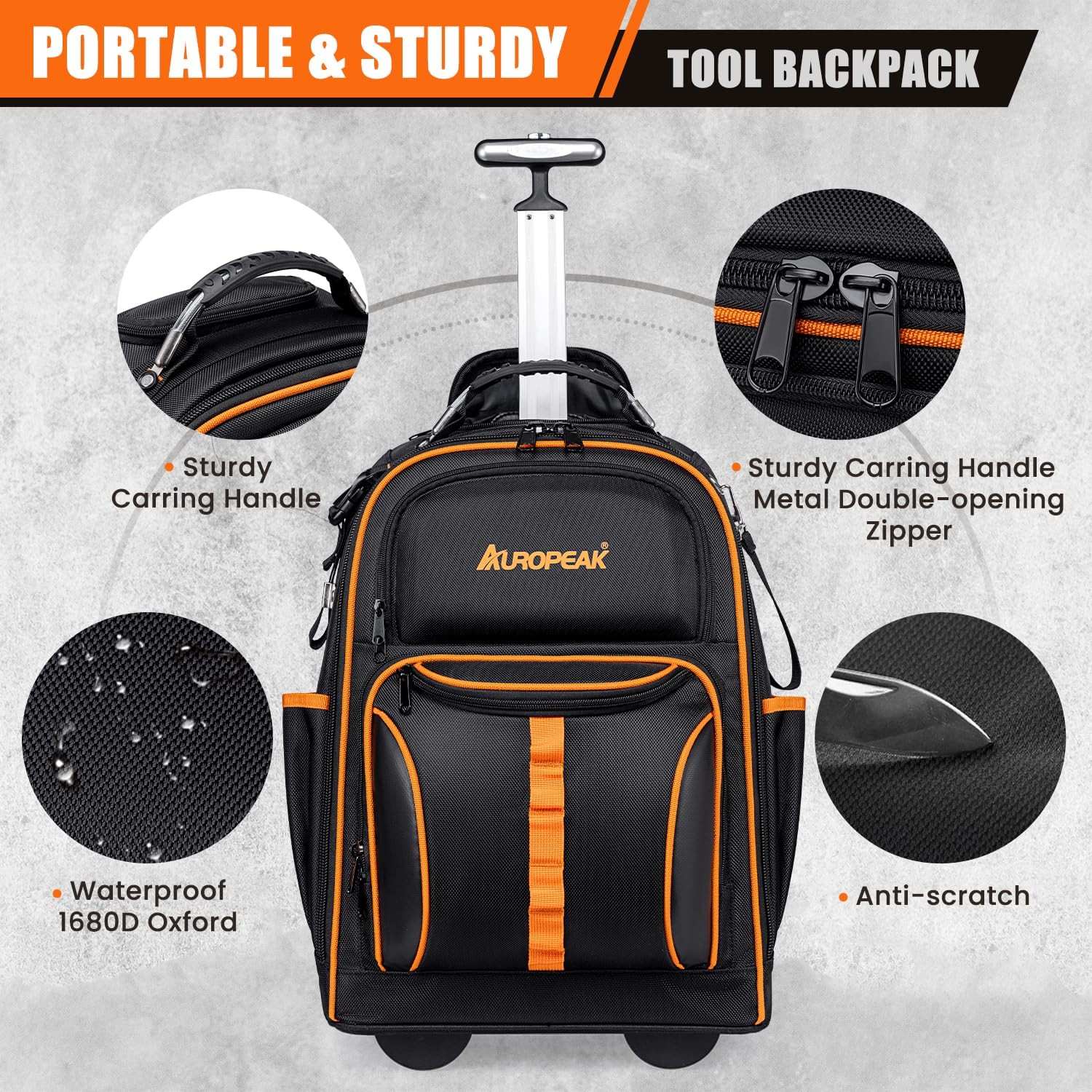 Wheeled Backpack for Heavy Duty Construction Tools