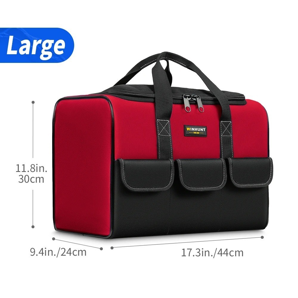 17 Inch Tool Bag Large Electrician Tool Organizer with 6 Exterior Pockets