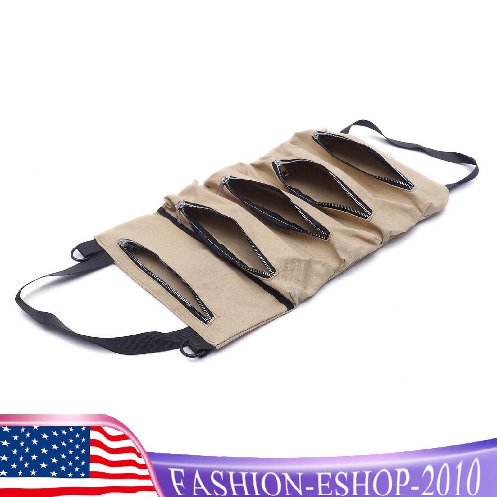 Multi-Purpose Roll Up Tool Bag Wrench Pouch Hanging Organizer Storage 5-Pockets