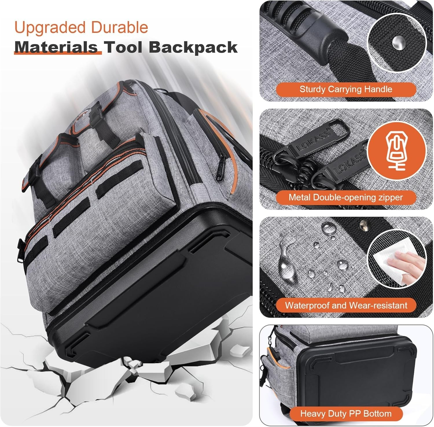 Tool Bag Backpack – Heavy Duty Tool Backpack Water-resistant HVAC Tool Backpa…