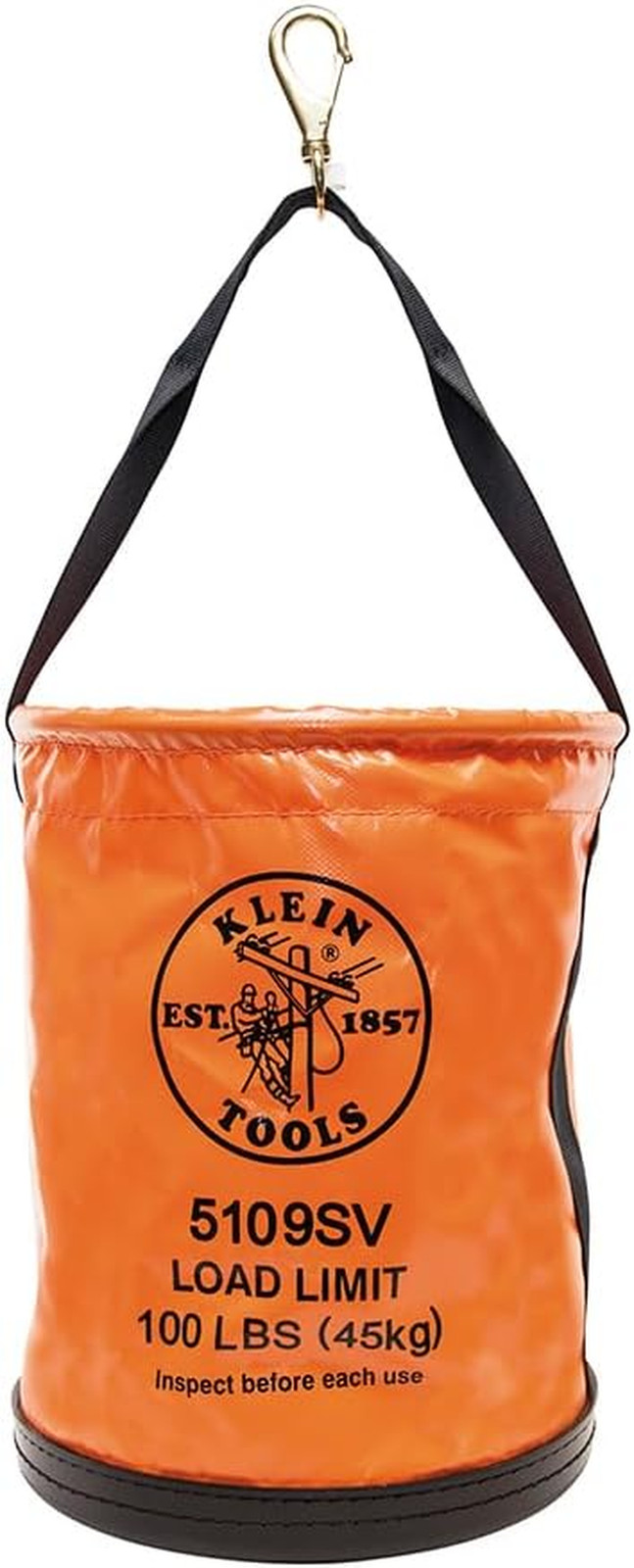 Klein Tools 5109SV Tool Bucket, Vinyl Lineman Bucket with Swivel Snap and Web Ha