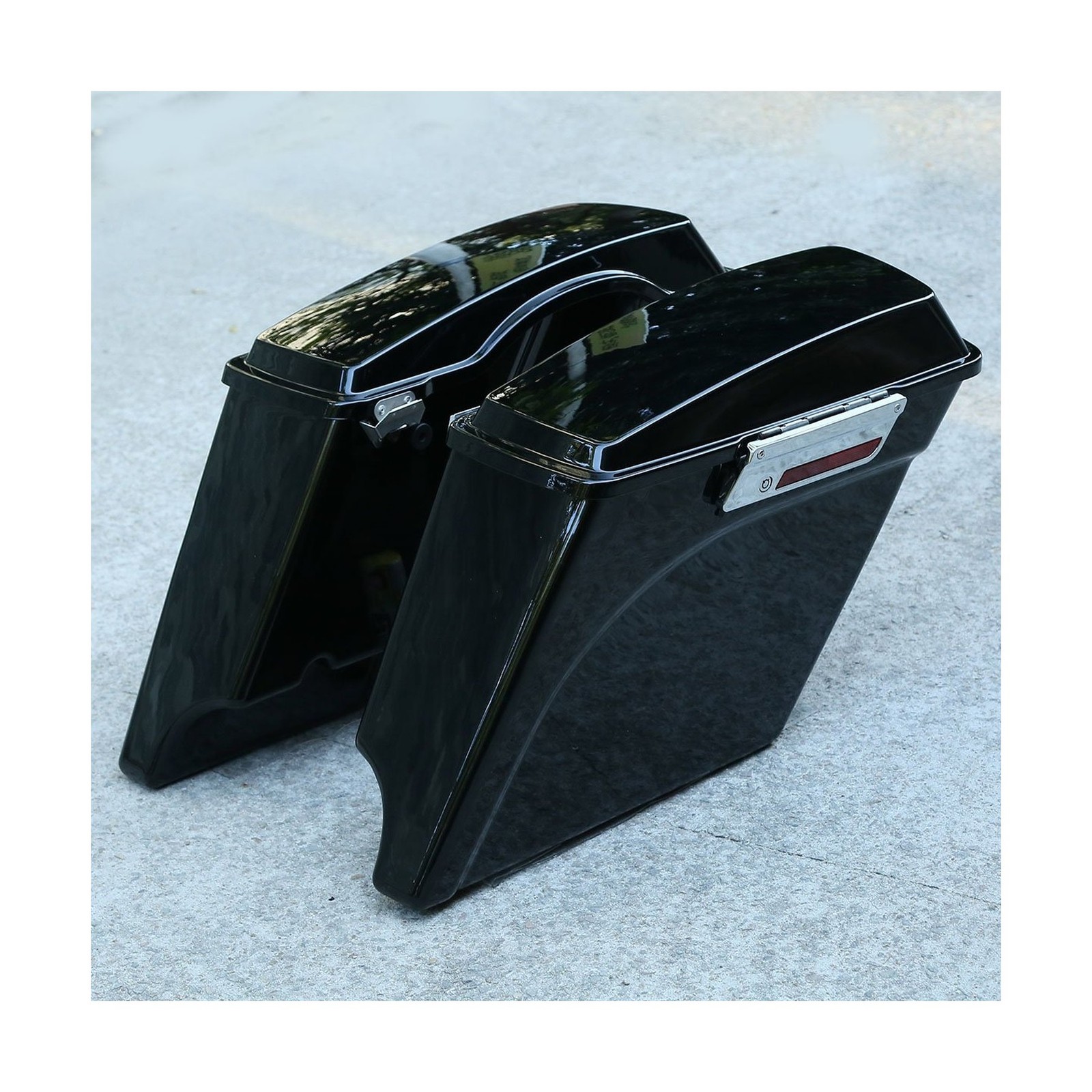 XMT-MOTO 5″ Vivid Black Stretched Extended Hard Saddlebags For 1993-2013 Harl…
