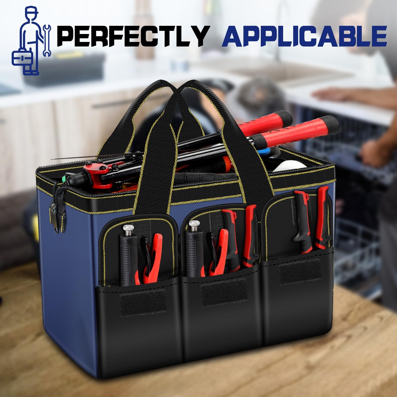 Tool Bag 2 Pack Set 18 And 14 Inch Portable Storage Wide Mouth Tote