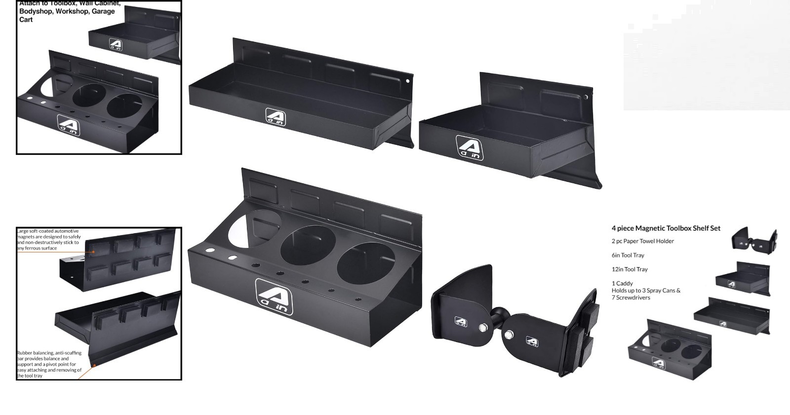 Magnetic Toolbox Tray Set with Can Caddy – Perfect for Mechanic Shops & Garages