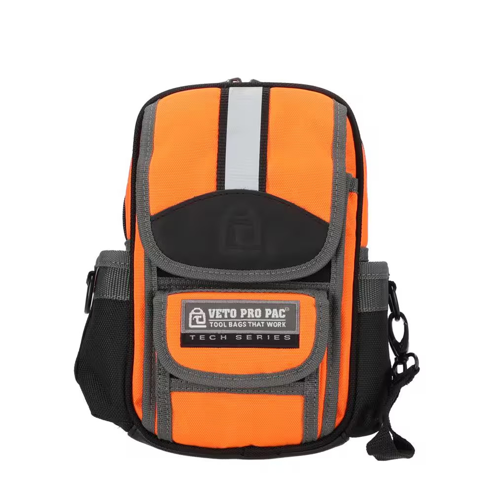8 In. Small Hi-Viz Orange Nylon Tool Pouch with Pen Knife Pliers Screwdriver Wre