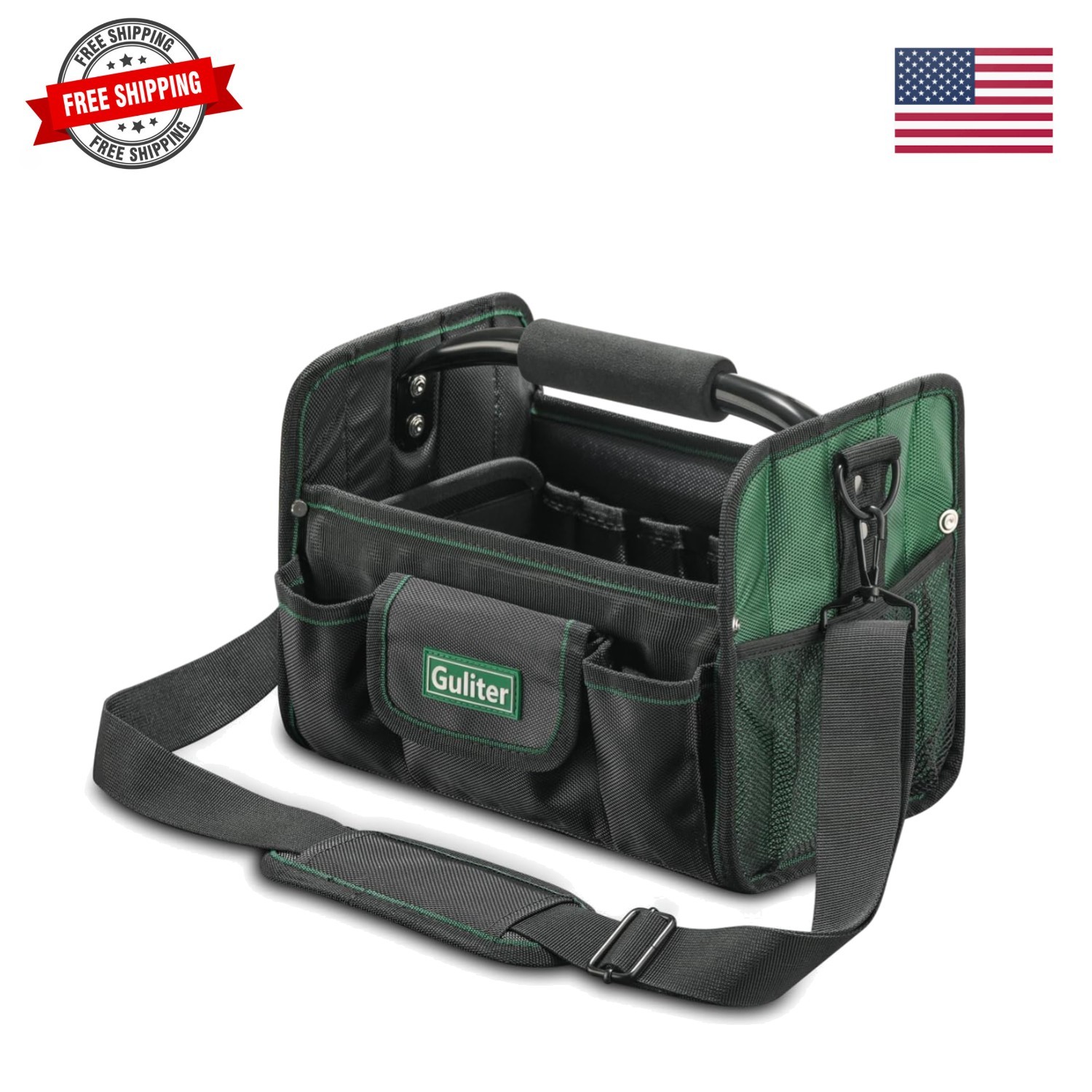 11 Inch Small Tool Bag, Open Top Tool Tote with Stainless Steel Handle and Ad…