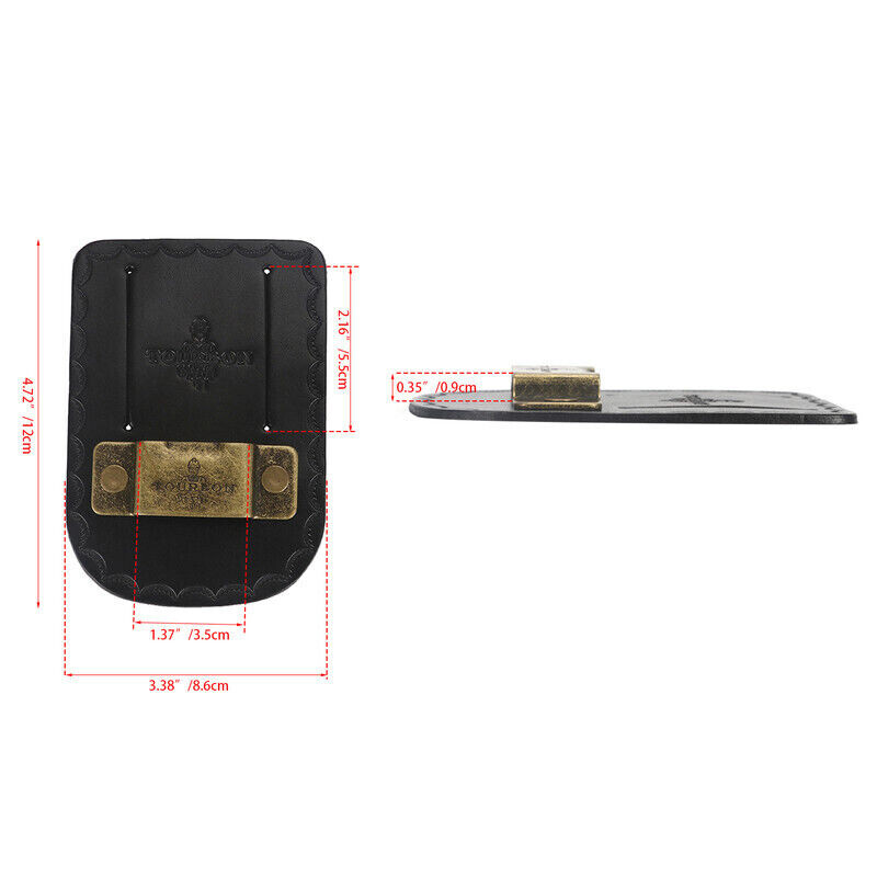 Leather Tape Measure Holster Tool Holder Metal Clip for 2″ Belt in Black