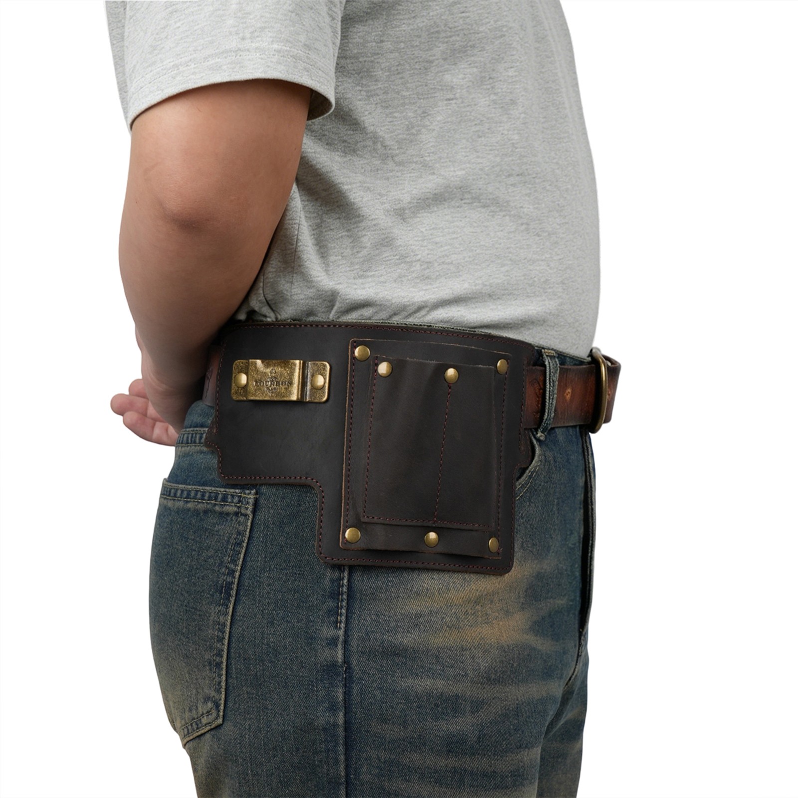 Tourbon Leather 4-in-1 Tool Pouch Electrician Framer Garden Belt Utility Bag