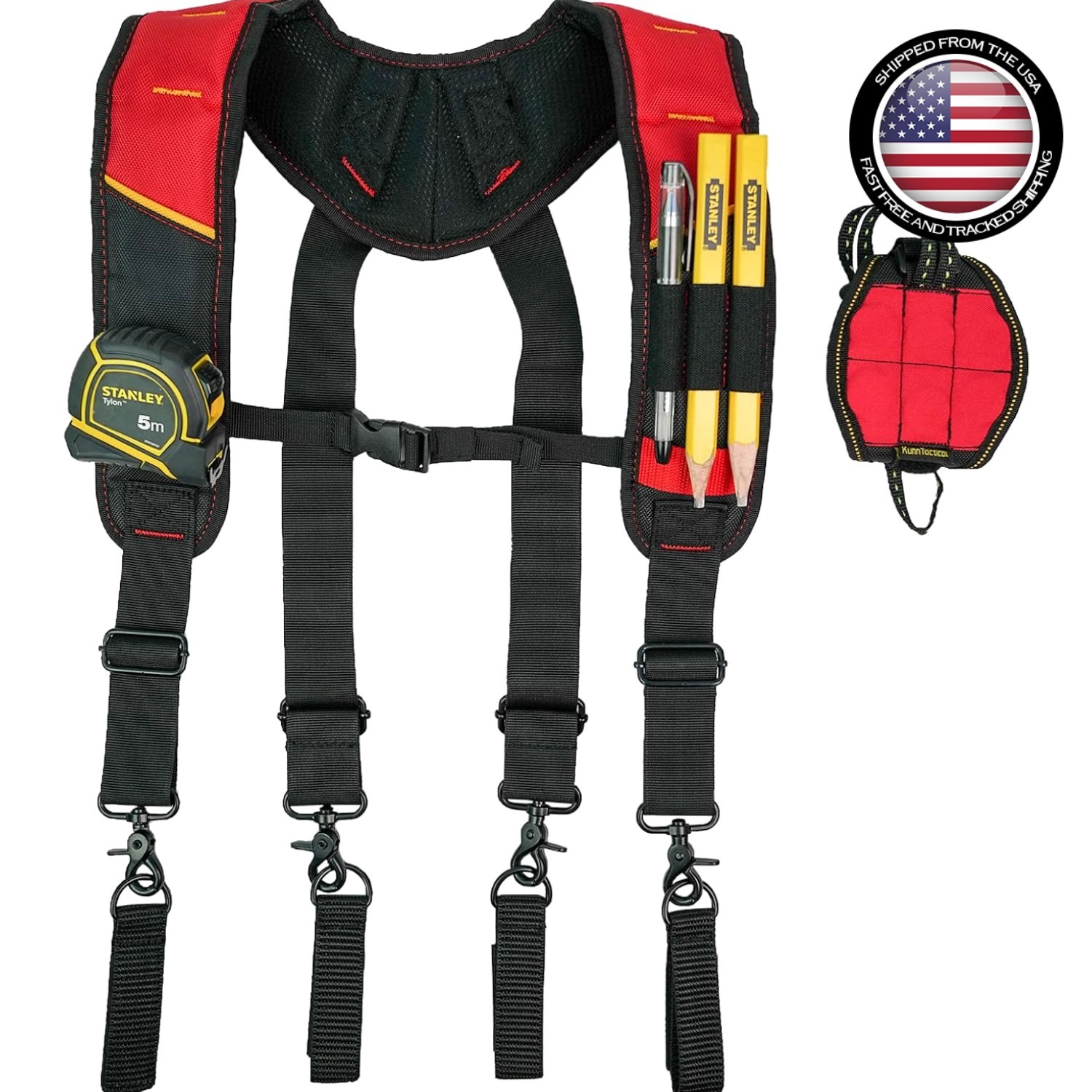 Heavy-Duty Tool Belt Suspenders with Magnetic Wrist Support for Professionals