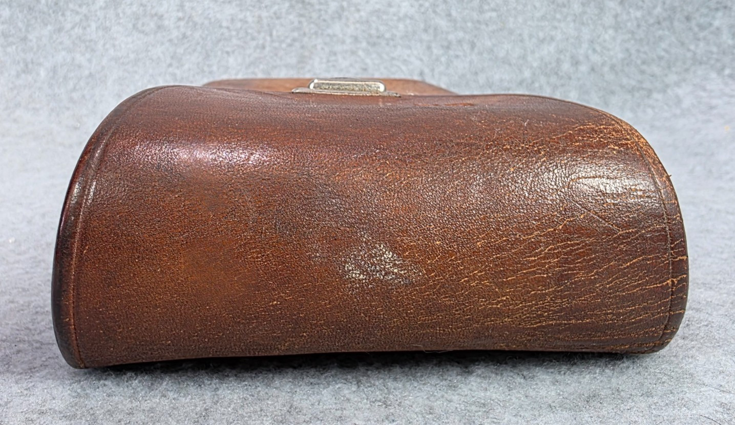 Vintage CuSack Q Leather Tool Belt Loop Hard Case Bag Pouch 8″ USA Made brown