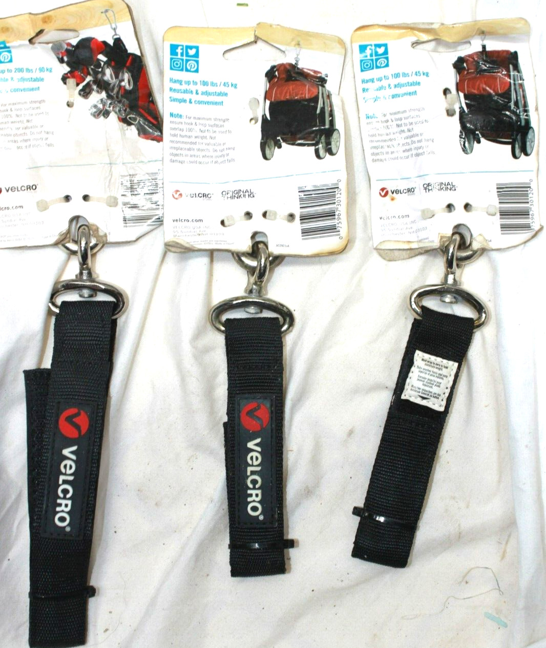 Lot of 3 VELCRO® Brand Easy Hang Heavy Duty Storage Strap 2X Small and 1 Medium