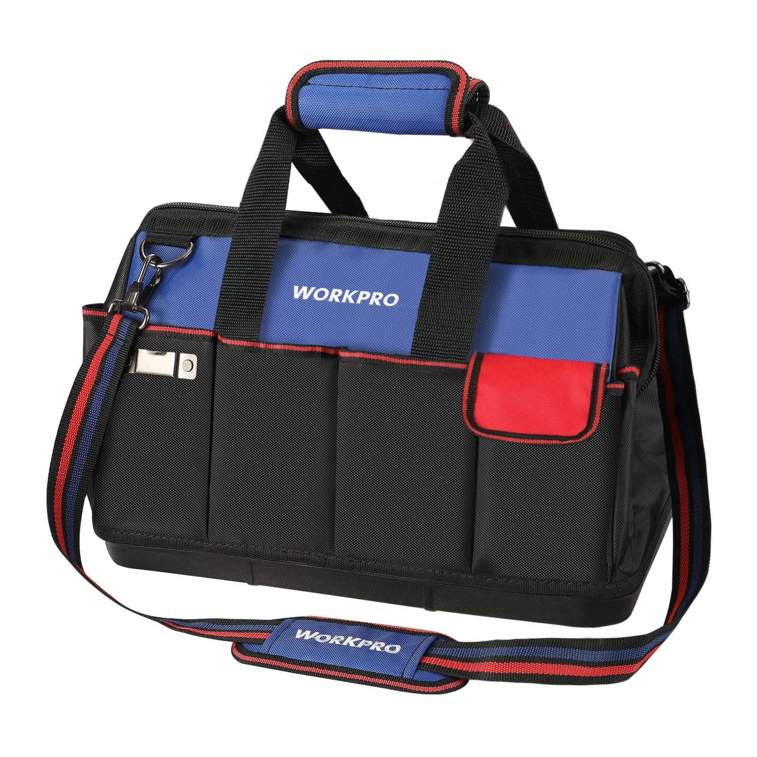 WORKPRO Tool Bag, 18 Inch Bag with Waterproof Molded Base, Blue&Black