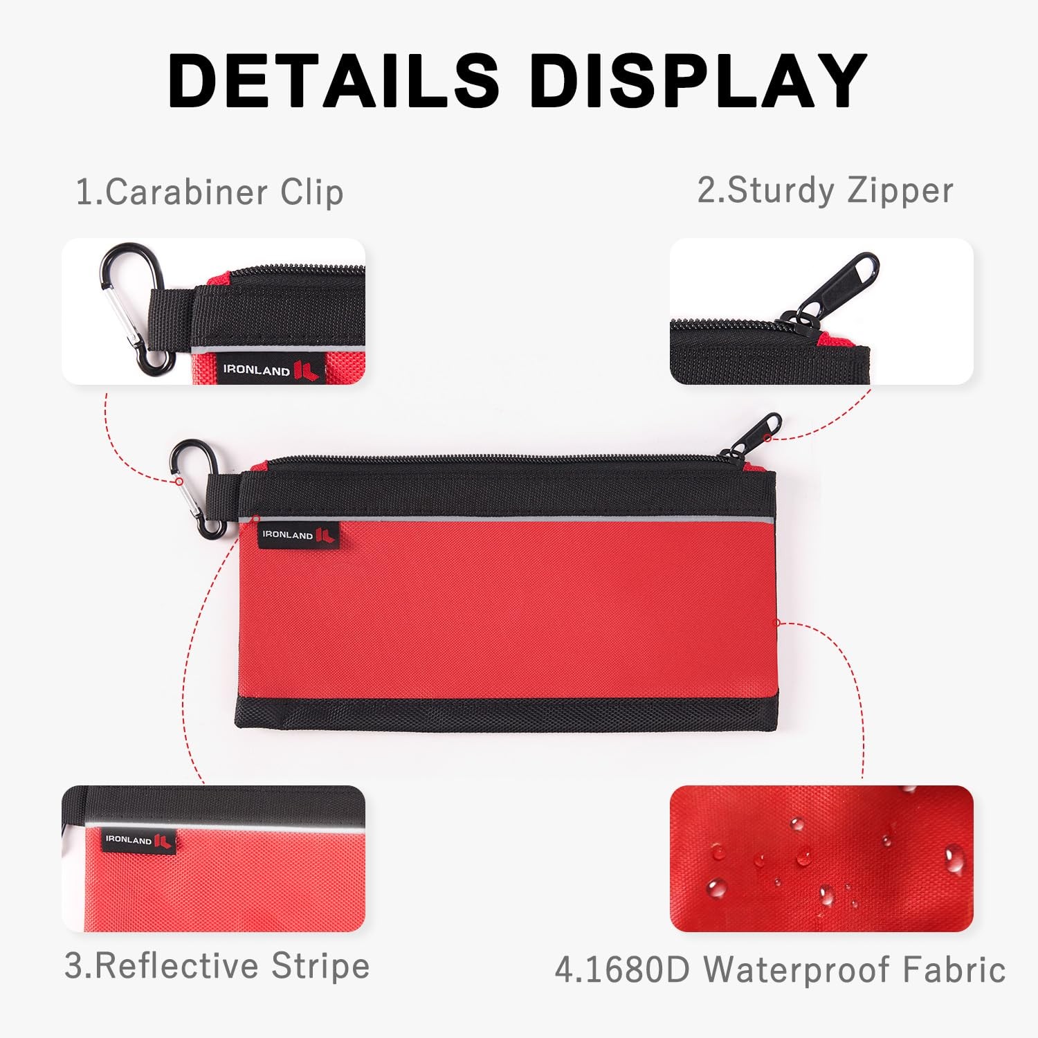 4 Pack Small Tool Pouches Waterproof Heavy Duty Zipper Tool Bags