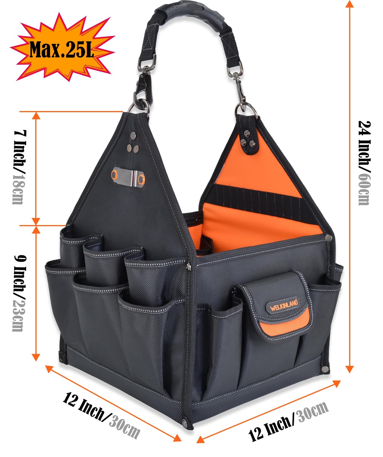 40 Pockets 25L Open Top Tool Tote Tech Tools Bag With Handle Organizer