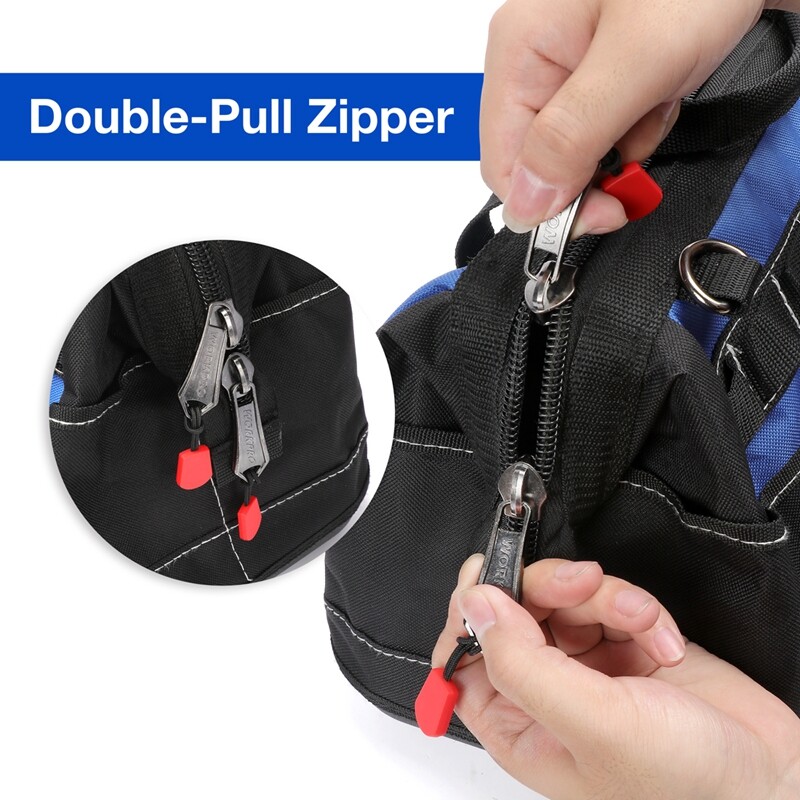WORKPRO 13-in Tool Bag Wide Mouth Tool Tote Bag Inside Pockets Tool Storage Case