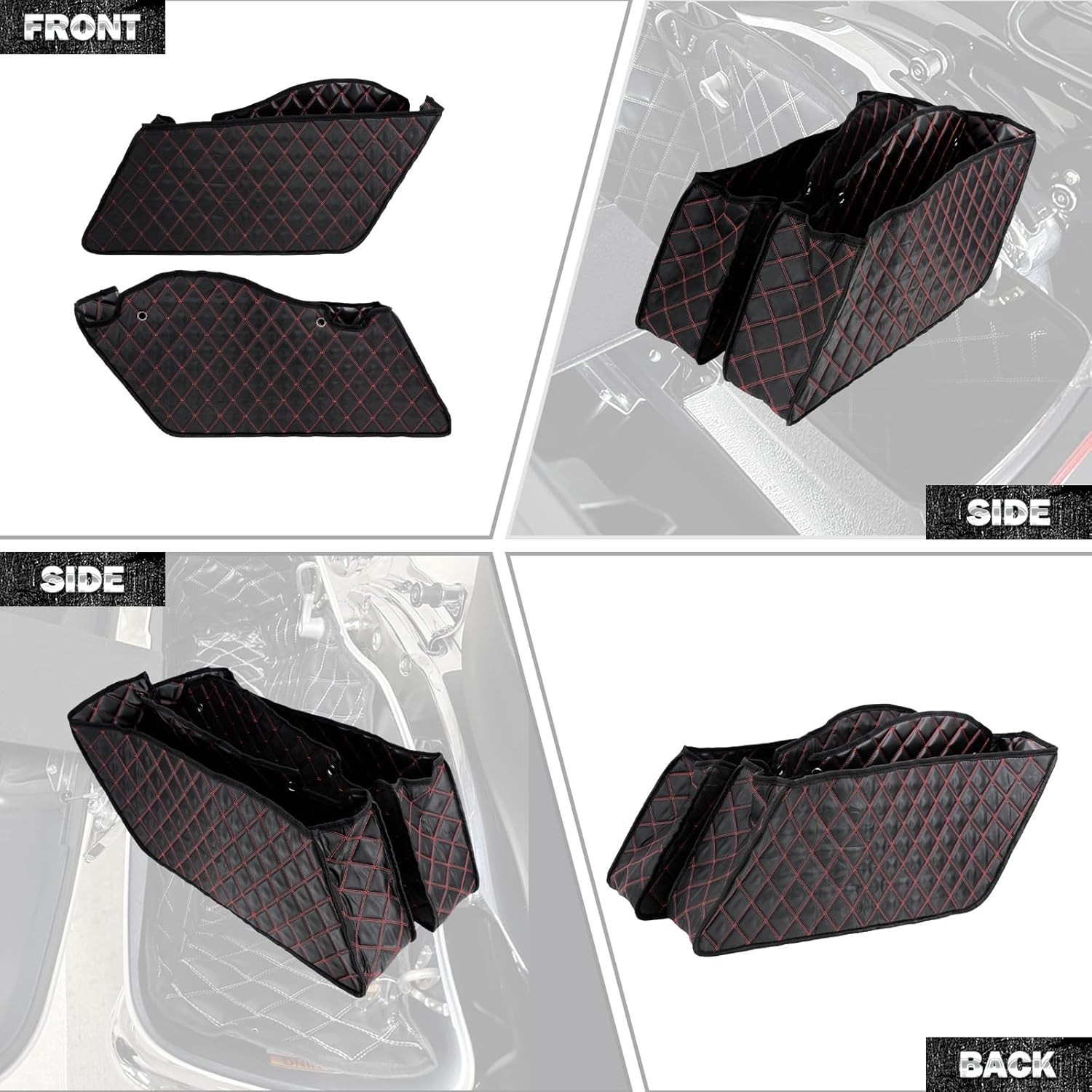 Non-Stretched Saddlebag Liners Inserts Red Thread Compatible with Harley Tour…