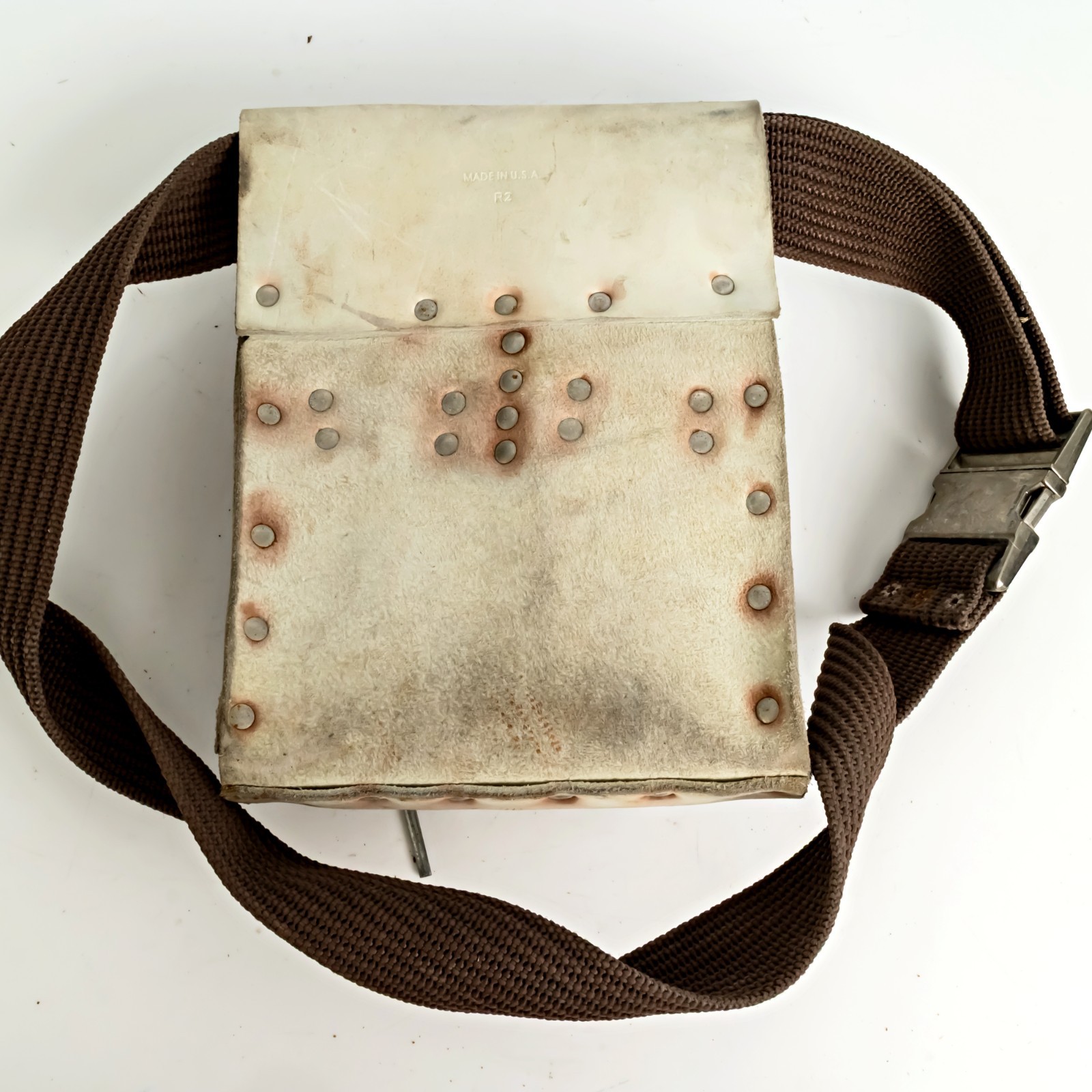 Klein Tools 5166 7-Pocket White Leather Tool Pouch Made In USA w/Klein Belt