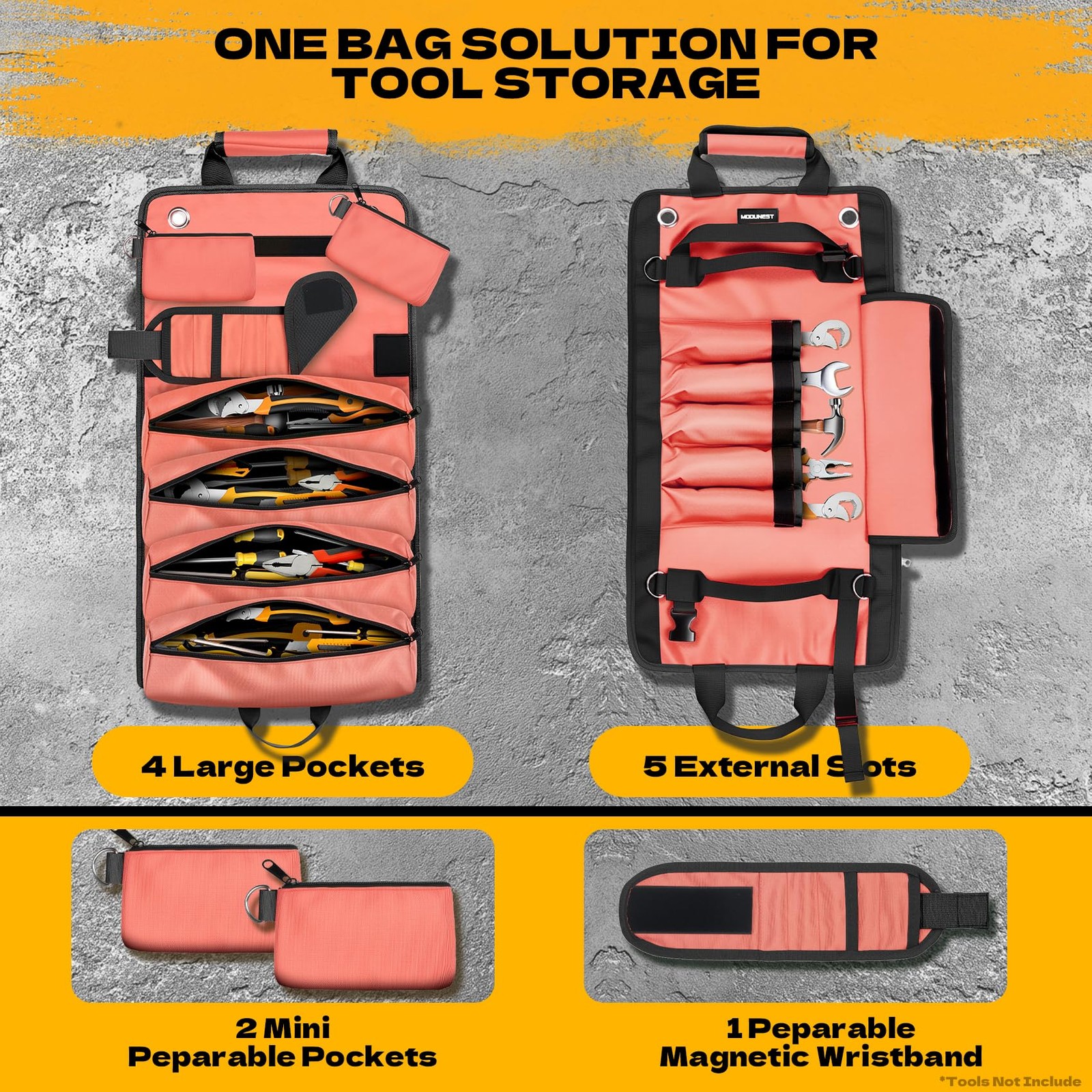 Modunest Tool Bag Roll Up Large Heavy Duty Waterproof Oxford Fabric Tool