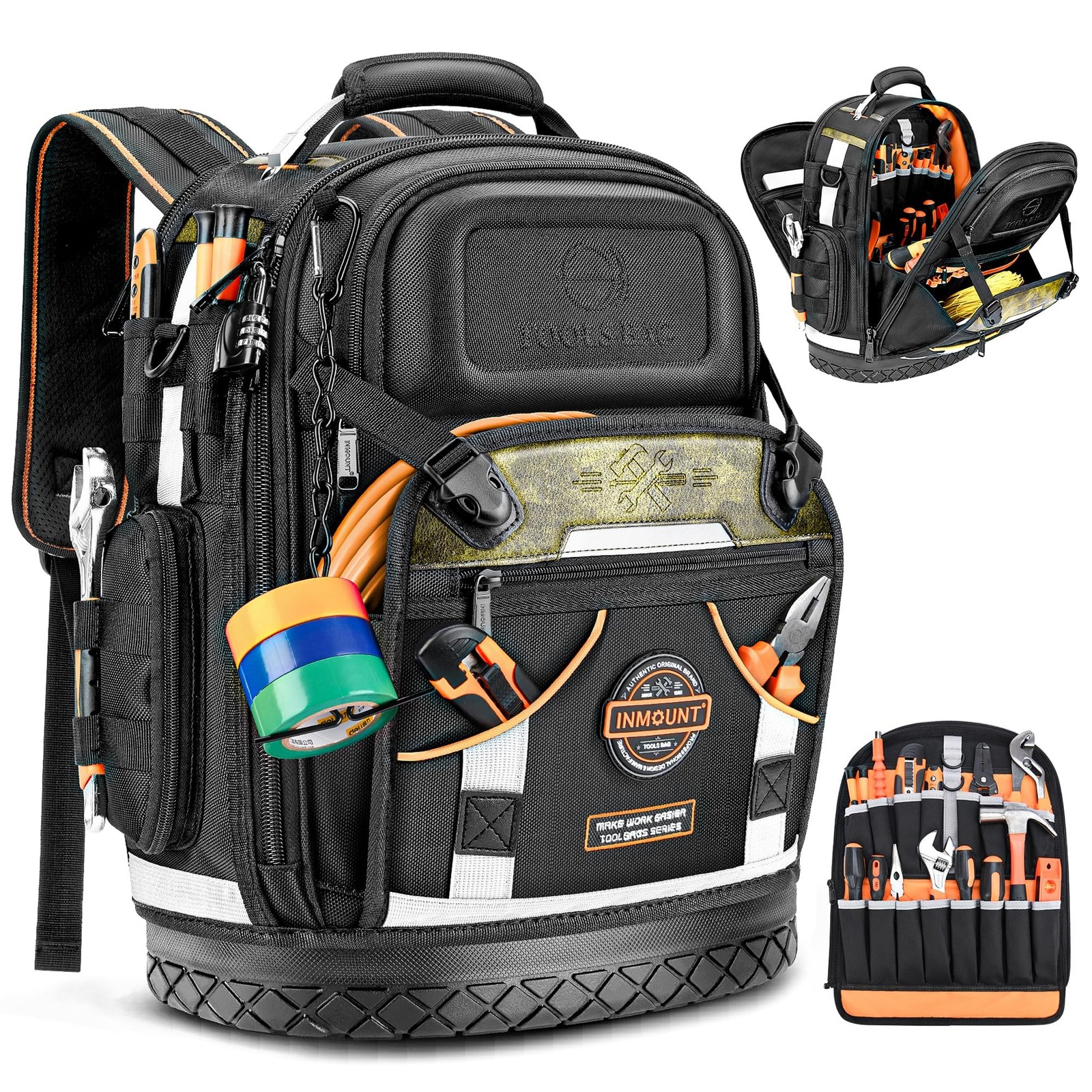 LOKASS 8603 Tool Backpack 1680D Heavy Duty HVAC with Molded Base Combination