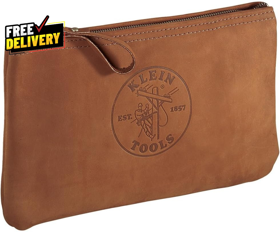 5139L Zipper Bag Top-Grain Leather Tool Pouch with Strong Zipper Close 12-1/2