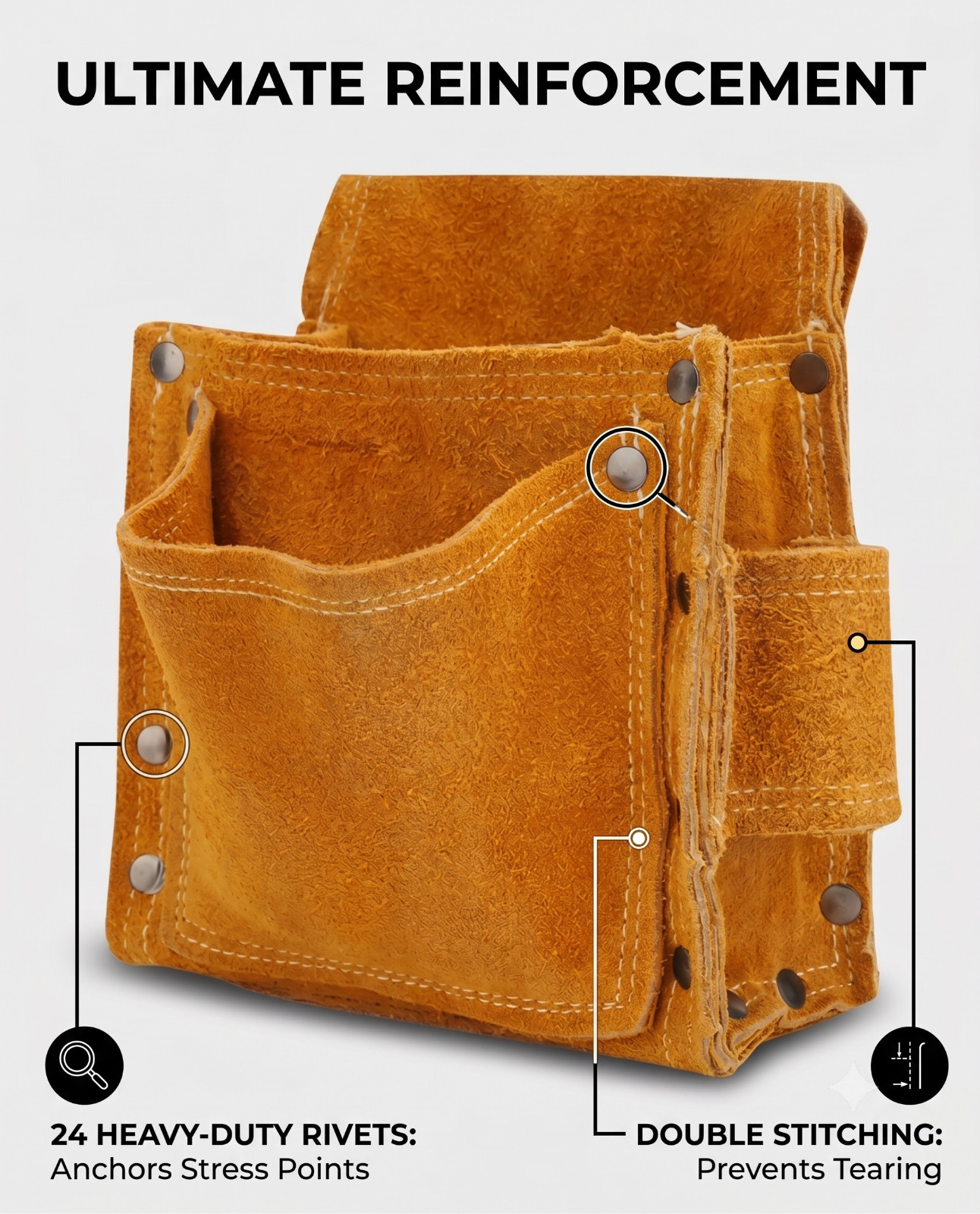 Heavy Duty Leather Tool Pouch Cowhide Waist Bag Carpenter Electrician Belt Organ