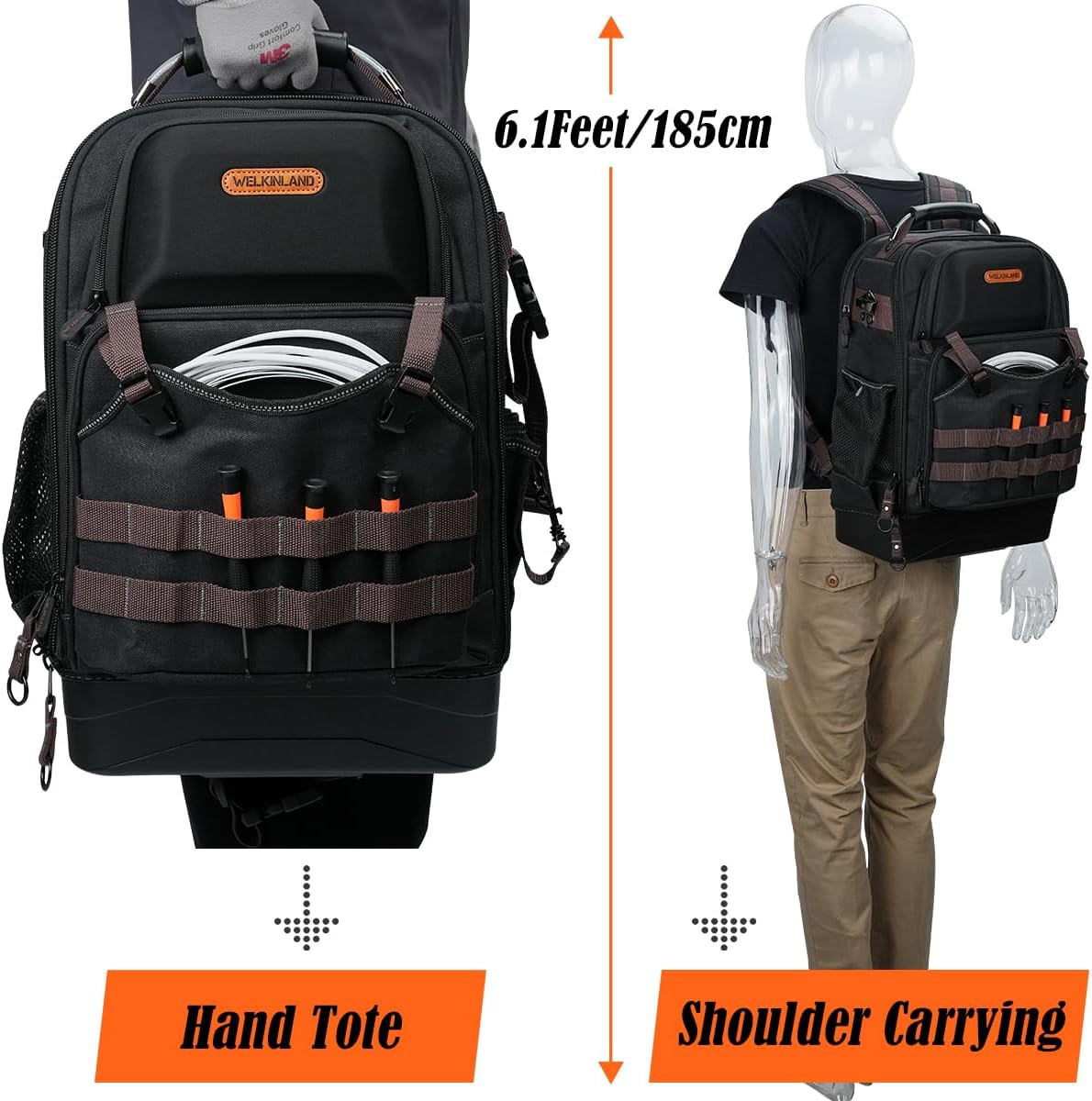 Durable 76-Pocket Tool Backpack with Laptop Compartment for Technicians